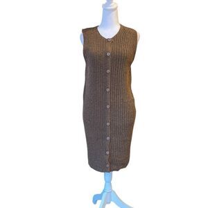 ASOS Design Knitted Button Down Vest Dress Textured Stitch Womens Size Small